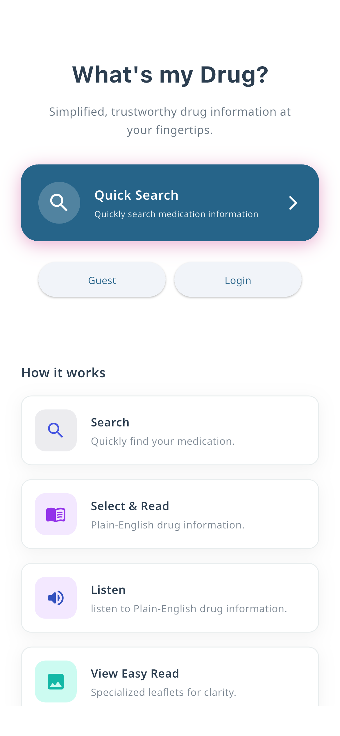What's my Drug? Mobile App Interface